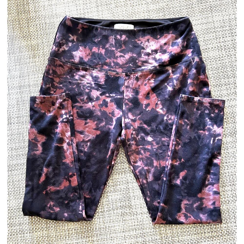 Rachel Zoe Tie Dye Tummy Control High Waist Rise Active Ankle Yoga Leggings sz L